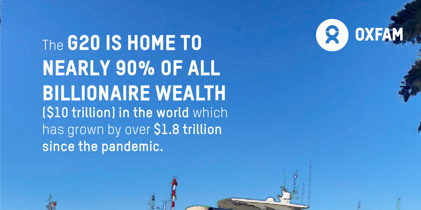 The G20 is home to nearly 90% of all billionaire wealth in the world which has grown by over $1.8 trillion since the pandemic.